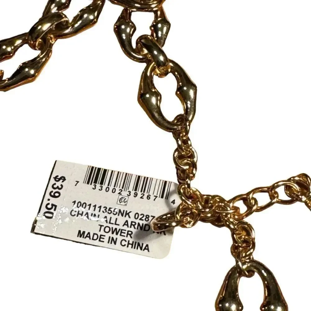 NWT Alfani Gold-Tone Sculptural Link Collar Necklace 17 + 2 Extender